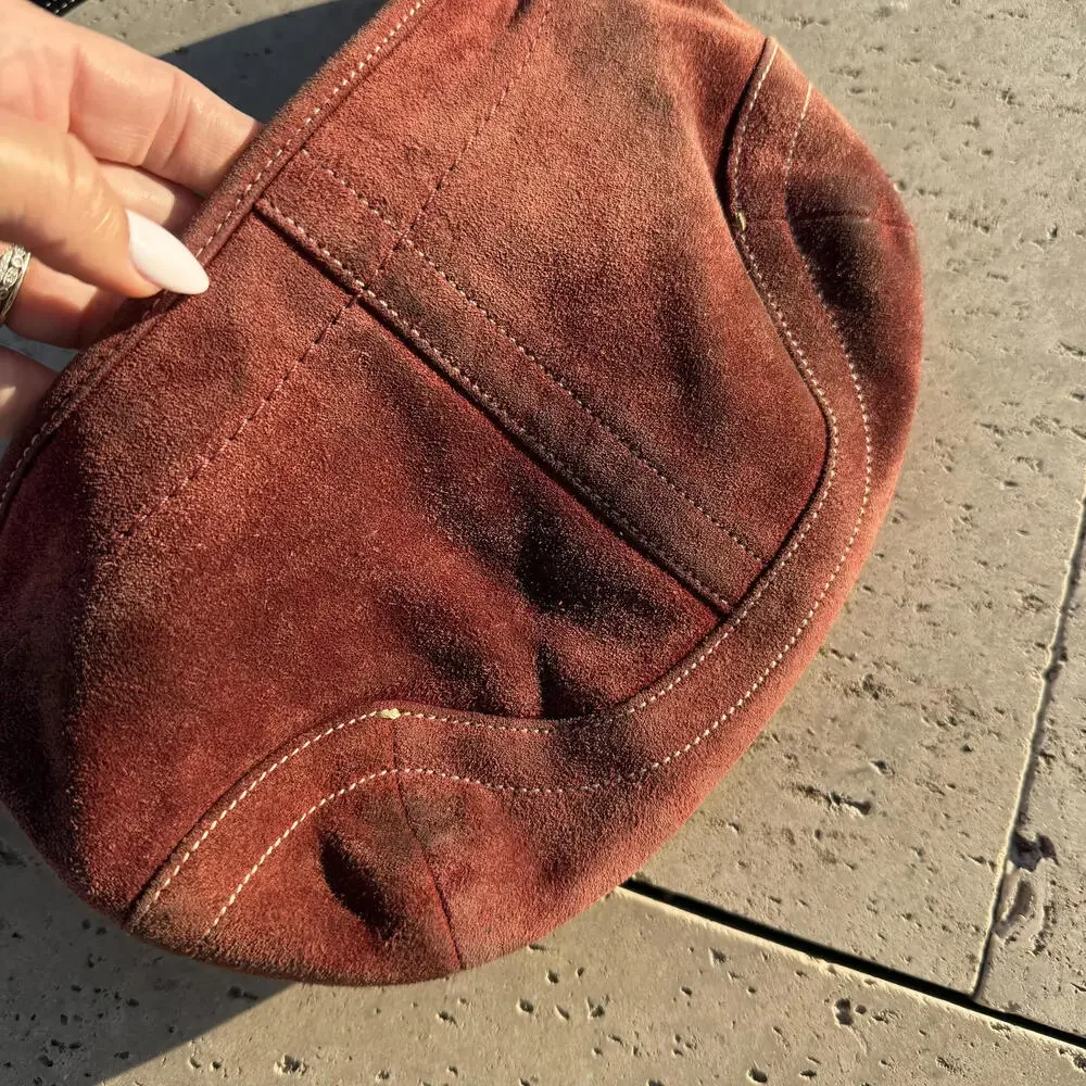 Vintage Coach Women's Suede Shoulder Bag Y2K